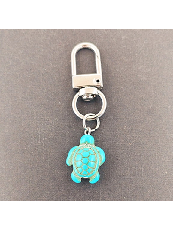 12-Pack Cute Turtle Pendant Keychains for Backpack, Mini Tortoise Key , Animal Charms for Bag, Car, Beach Accessories in Green
