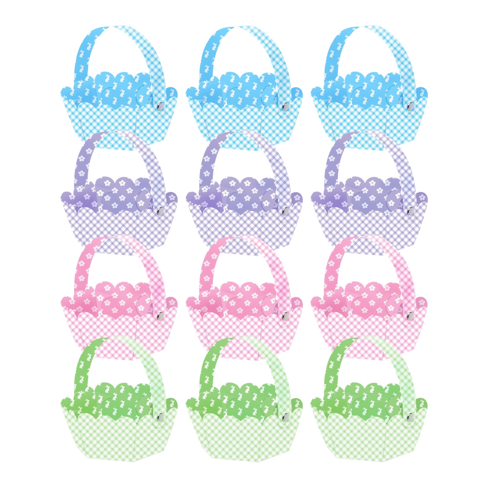12Pcs DIY Easter Paper Gift Baskets with Handles, Bunny & Egg Designs ...