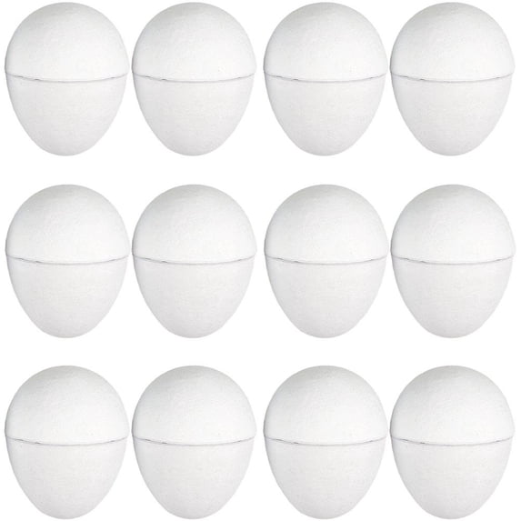 12Pcs DIY Paper Mache Easter Eggs, Unfinished Blank Eggs Fillable Easter Eggs Simulation Egg Painting and Realistic Egg Crafts for Party Home Decor