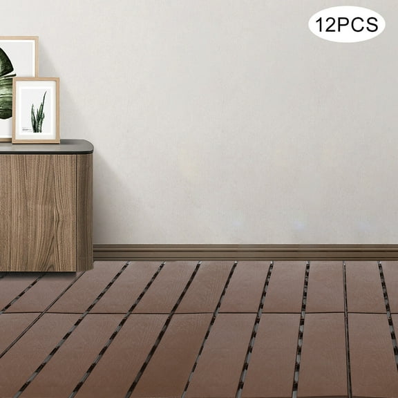 12Pcs Deck Tiles Fir Wood Patio Pavers Interlocking Decking Flooring 12"x12"