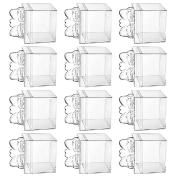 12Pcs Decorative Bowknot Candy Box Clear Acrylic Party Treat Container For Sweets Chocolate Jewelry Craft Organization