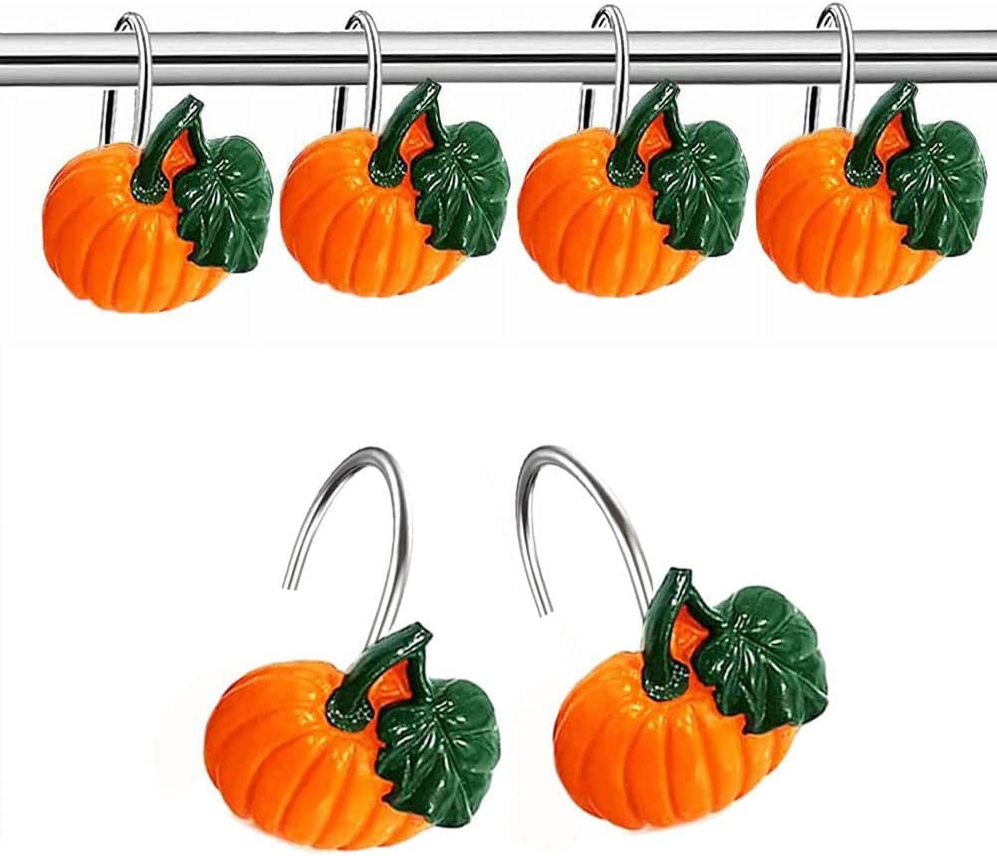 12Pcs Decorative Shower Curtain Hooks Halloween Style Pumpkin Hooks ...
