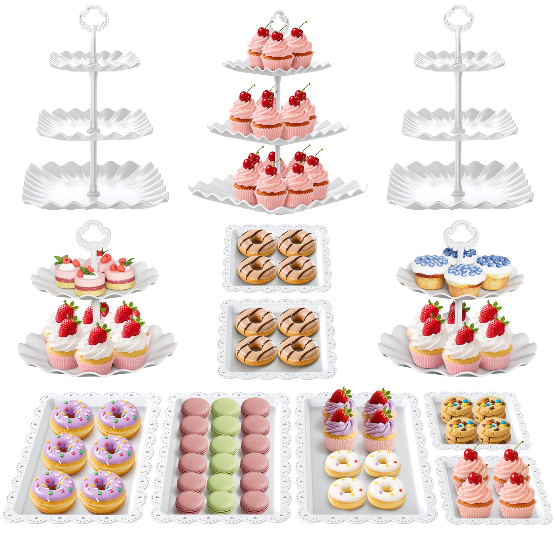12Pcs Dessert Table Display Set, Cupcake Stand, 3-Tier Cake Tower ...