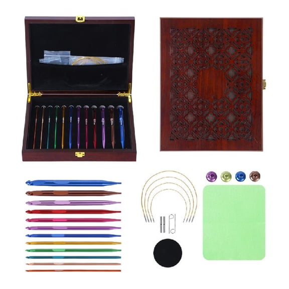 12Pcs Detachable Tunisian Crochet Hook with Cable Interchangeable Aluminum Knitting Needle for Yarn Craft Project