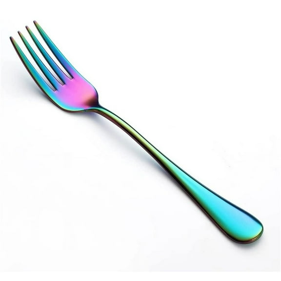 12Pcs Dinner Fork Set, Forks Stainless Steel, Rainbow Stainless Steel Kitchen Flatware 7-Inch Modern Salad Dessert Forks Only Service For 6 Colorful Silverware Utensils Cutlery Dishwasher Safe