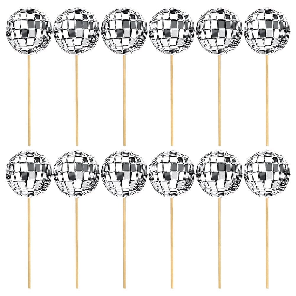 12 Décorations Gâteau Boules Disco - Cake Topper Anniversaire Fête Disco Enfants Et Adultes