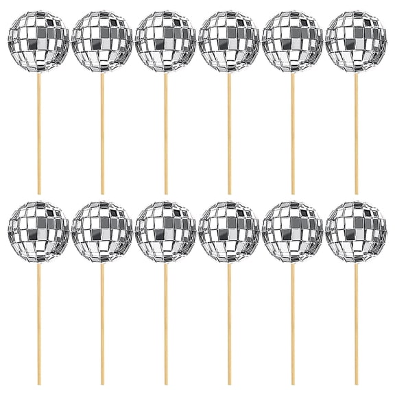 12 Pieces Disco Cake Picks - Colorful Cupcake Toppers for Birthday, Wedding, Party Cake Decoration Supplies