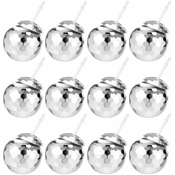 12Pcs Disco Ball Cups, Reusable Tumbler Disco Flash Bachelorette Party Cup Decorations Cocktail Ball Cups with Lid and Straw for Disco Bar Party Supplies$$Home Decor, Kitchen, & Other