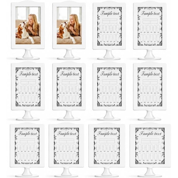12Pcs Double Sided Picture Frames Standing Tabletop Photo Display: 4x6 White Frame Set for Home Decor Wedding Centerpieces Desk Shelf Event Table Display
