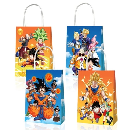 12Pcs Dragon Ball Party Favor Candy Bags for Princess Themed Birthday Supplies Decor,Kids Birthday Game Party Kraft Paper Goodie Gift Bag Decorations