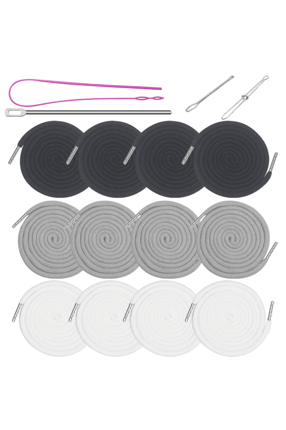 12Pcs Drawstring Cord Replacement Cording with Easy Threaders for Sweatpants,Clothings,Pants,Jackets Coats,Hoodie,Clothing