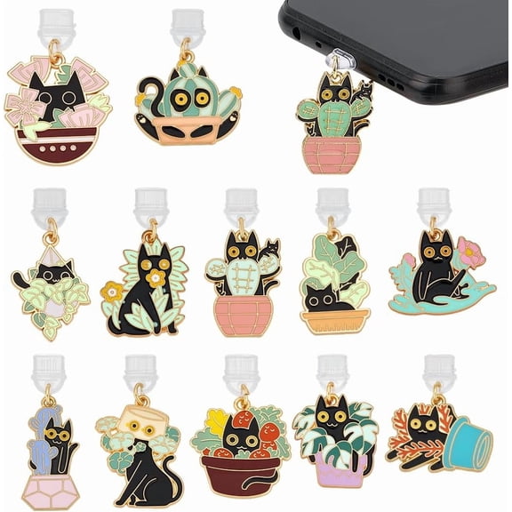 12Pcs Dust Plug Charms Mobile Dustproof Plugs Type C Anti Dust Plug Phone Accessory