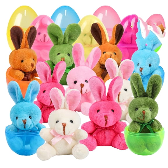 12Pcs Easter Egg Bunny Toy Ornaments - Rabbit Inside Egg, Boxed Party Favor Gifts