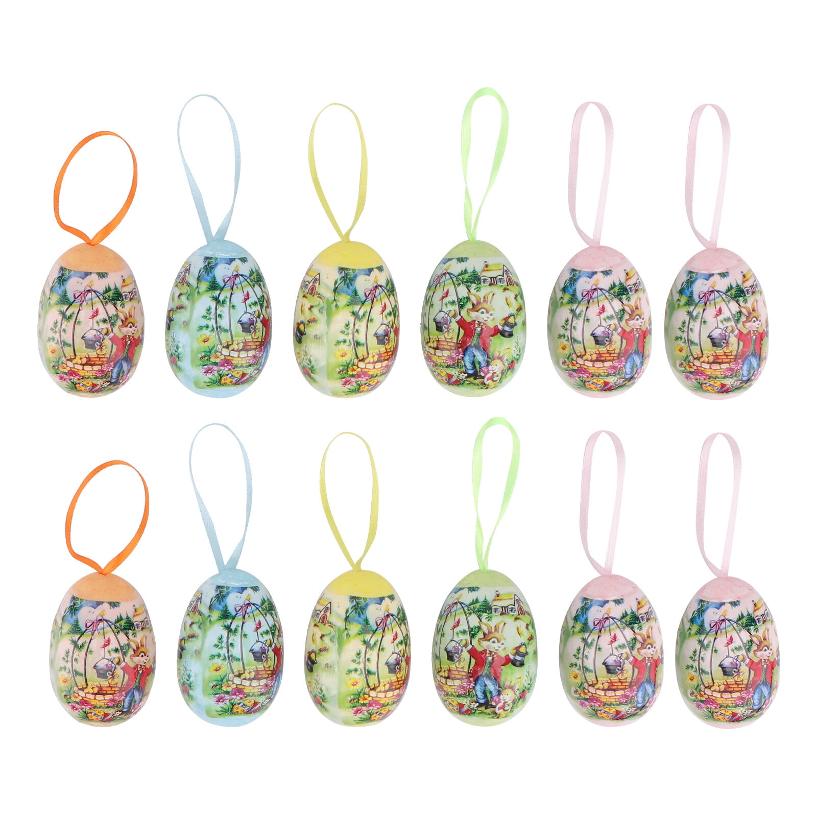 12Pcs Easter Egg Decoration Cartoon Easter Egg Toy Plastic Egg Adornment
