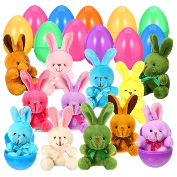 12Pcs Easter Egg Plush Toy Ornaments - Stuffed Animal Inside, Kids Easter Hunt Set
