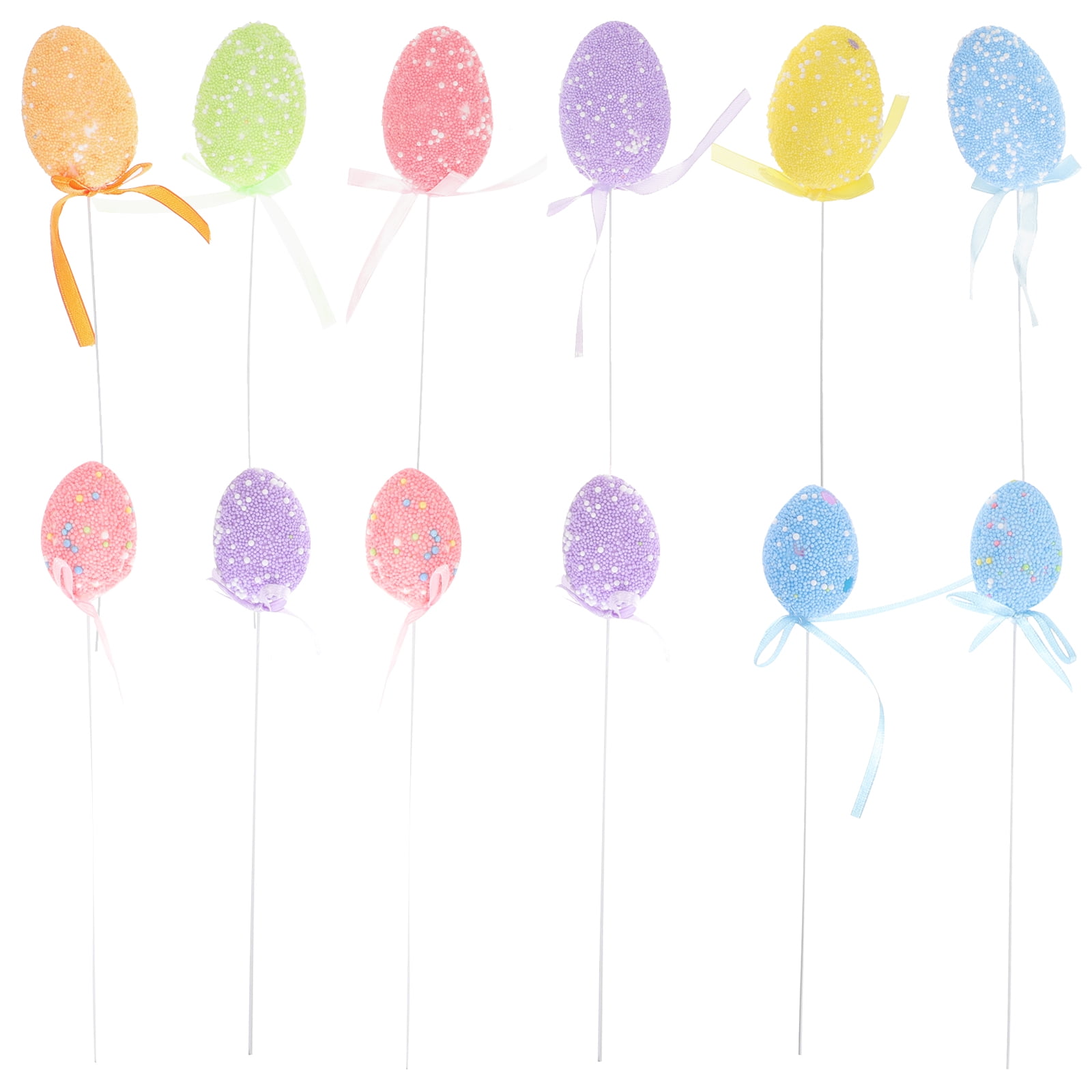 12Pcs Easter Eggs Cupcake Toppers Easter Egg Decor Topper Foams Eggs Topper