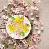 12Pcs Easter Hanging Eggs, Colorful Plastic Easter Eggs Easter Hanging Ornaments Easter Decoration, Random Style