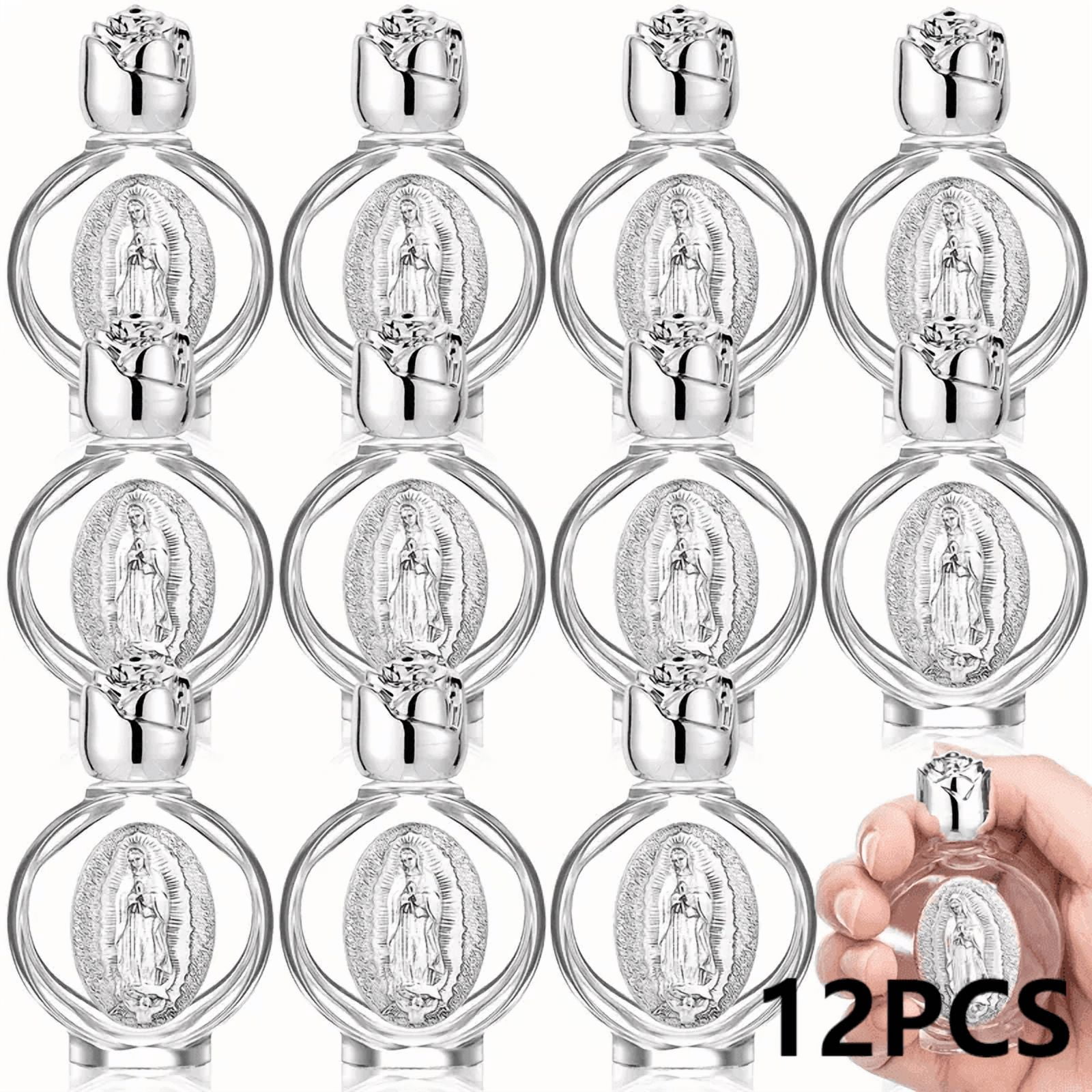 12Pcs Embossed Jesus Holy Water Bottles, 0.5Oz Glass Church Souvenirs ...