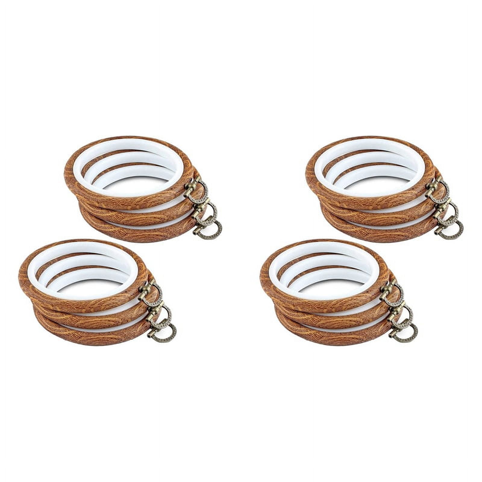 12Pcs Embroidery Hoops 3.93 Inch Round Embroidery Frame with Metal Ring Imitated Wood Embroidery Circle Embroidery Hoop