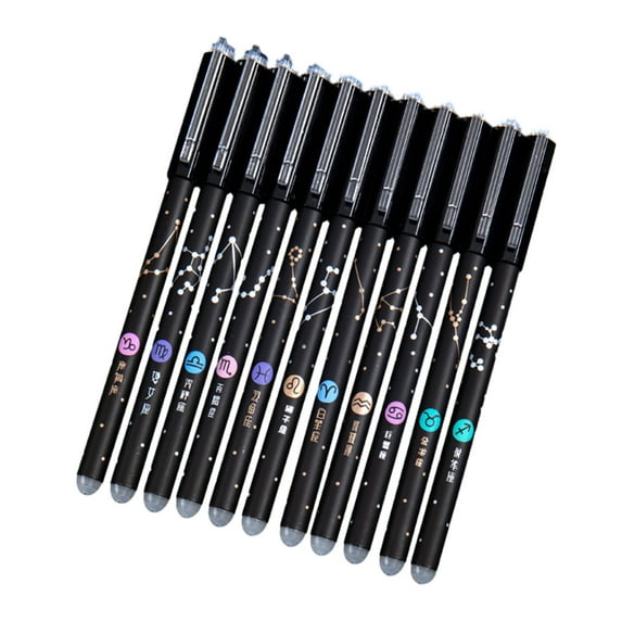 12Pcs Erasable Gel Pens Cartoon Gel Inks Pen 0.5mm Needle Tip Blue/Black Inks Refillable Gel Inks Pen