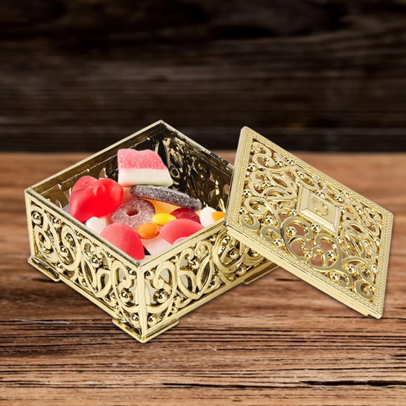 12Pcs European Style Hollow Square Candy Box Container Sugar Box Wedding SuppliesGold