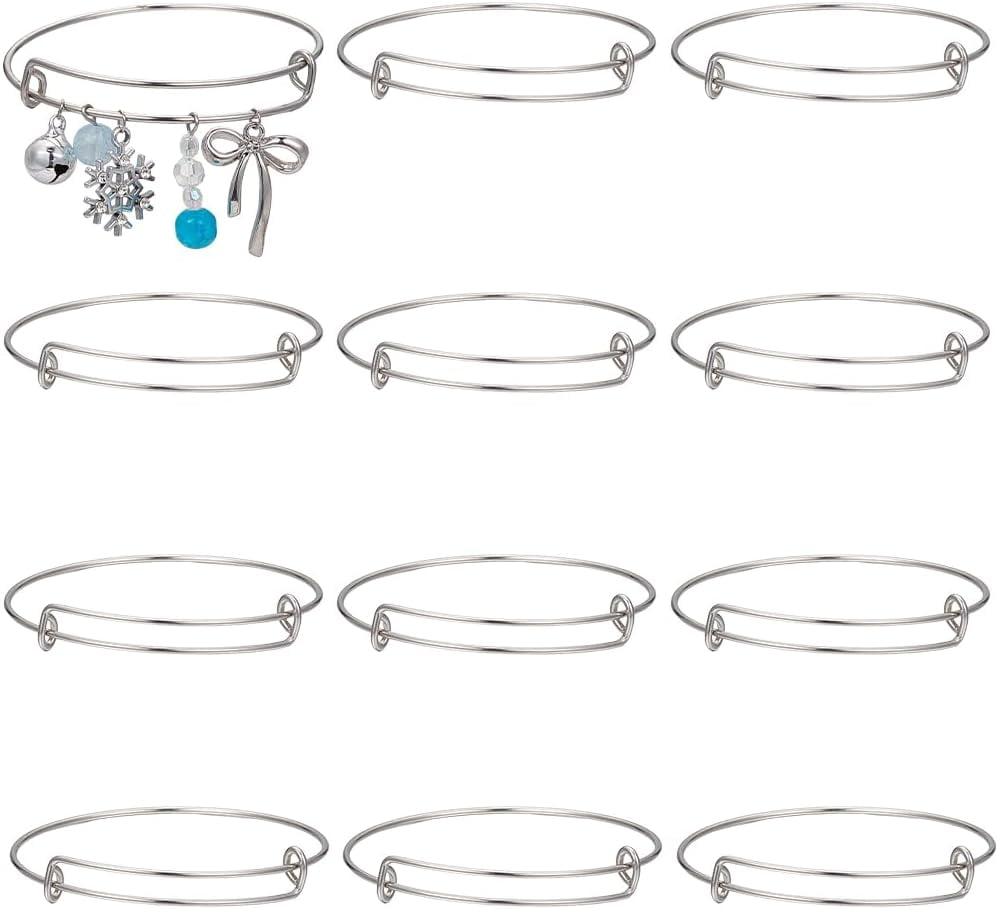 12Pcs Expandable Bangle Bracelets Wire Bangle Bracelet 304 Stainless