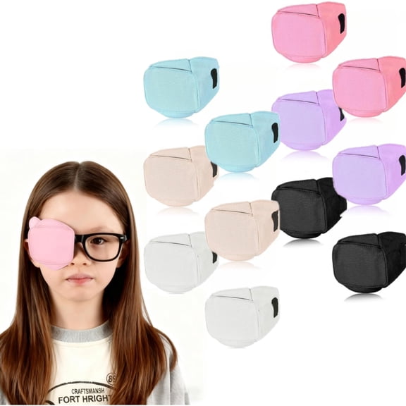 12Pcs Eye Patch for Glasses, Lazy Eye Patch Amblyopia Strabismus Medical Eye Patch Reusable Eyepatch to Cover Left Right Eye for Men Women(Large)