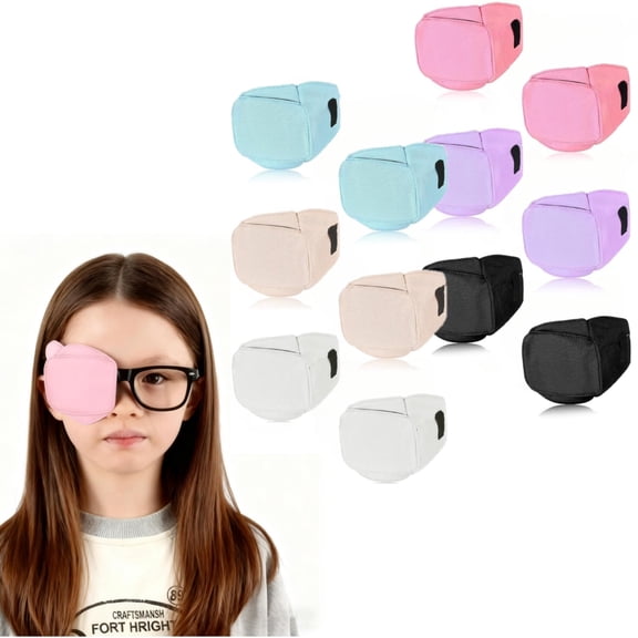 12Pcs Eye Patch for Glasses, Lazy Eye Patch Amblyopia Strabismus Medical Eye Patch Reusable Eyepatch to Cover Left Right Eye for Men Women(Small)