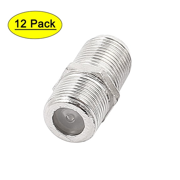 12Pcs F Type Female to Female Straight RF Coax TV Adapter Connectors Silver Tone