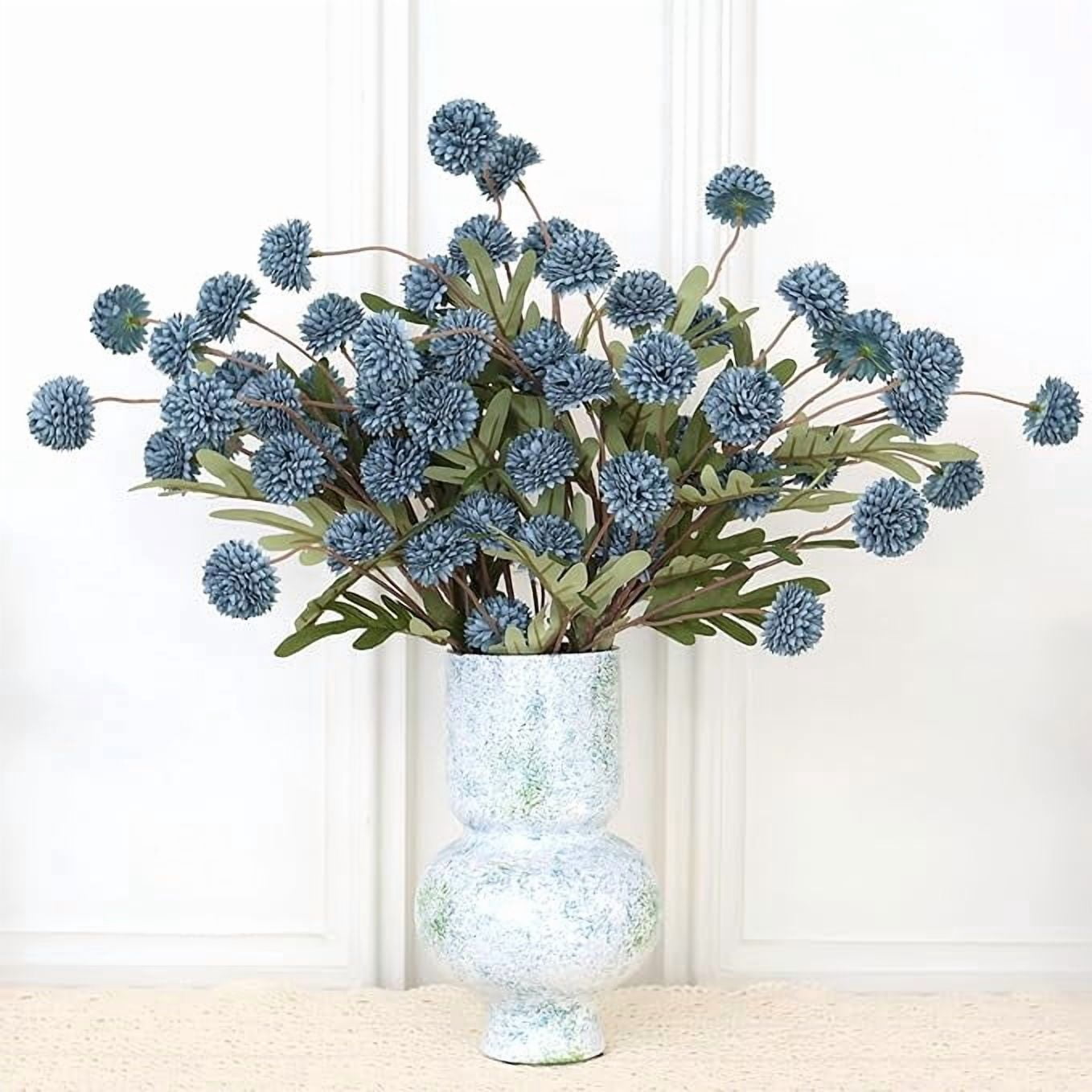 12Pcs Fake Kiku Flowers, Artificial Small Chrysanthemum Balls with Stems, Faux Silk Mini Pompon Mums for Vase Floral Arrangement DIY Bouquets Wedding Party Table Centerpieces Home Decor (No Vase)