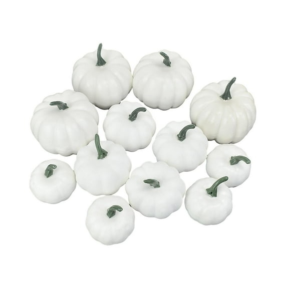 12Pcs Fake Pumpkins Model Mini Simulation Pumpkins Model Harvest Decorative Fake Foam Pumpkins for Halloween Baby Shower Fall Sizes