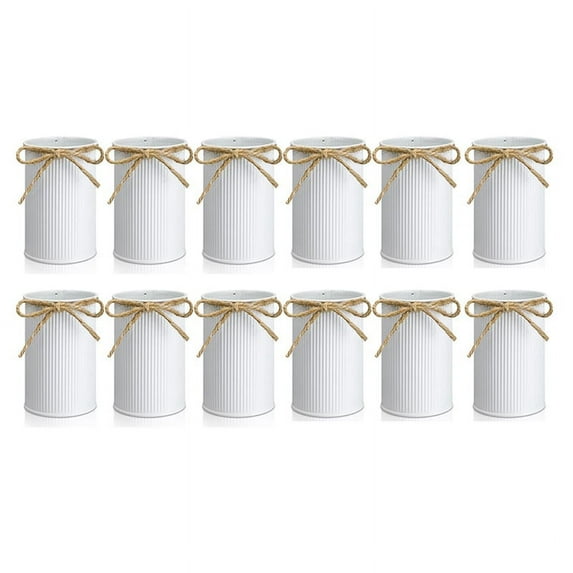 12Pcs Farmhouse Vase Decor Vintage Flower Vase with Twine Bow Metal Vases for Flowers Rustic Vase for Table Centerpiece