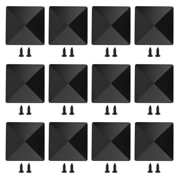 12Pcs Fence Post Cap with Pre-Drilled Holes Black Plastic Pyramid for 4x4 inches Posts Smile Home