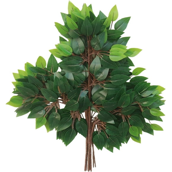 12Pcs Ficus Leaves Artificial Branches, Faux Greenery Plant Spray for Wedding Arch DIY Wreath Home Décor