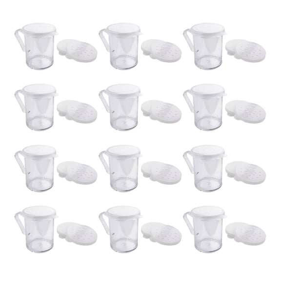 12Pcs Fine Mesh Spices Dusters with Handle for Baking and Cooking Transparent Powder Dredge Shakers Sugar Dispenser