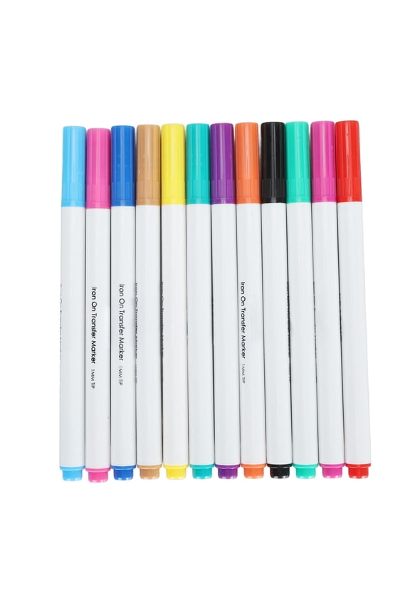 12Pcs Fine Tip Fabric Heat Markers for DIY Canvas T-Shirts Clothes Sewing Embroidery Projects, 5.8 in / 14.8 cm Washable Permanent Transfer Markers