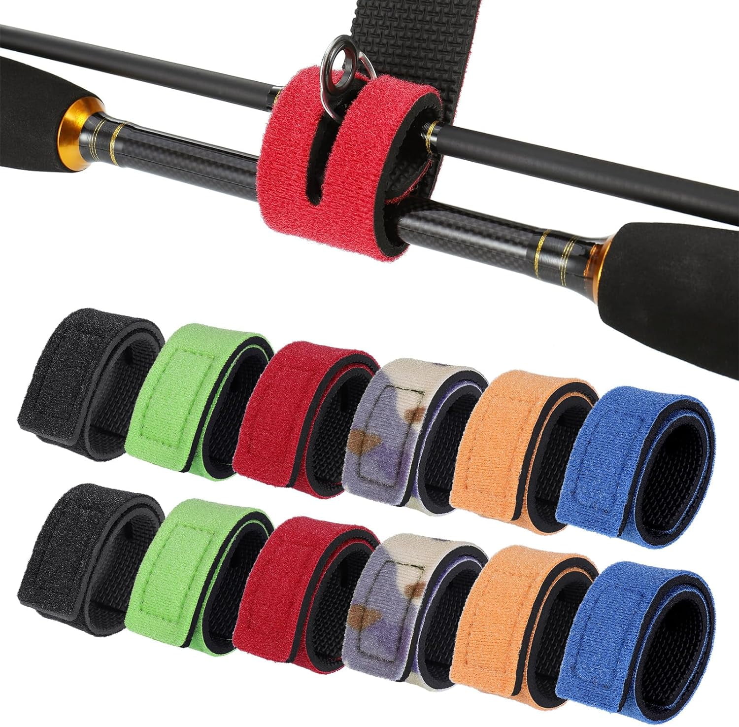 12Pcs Fishing Rod Straps Adjustable Velcro Straps for Fishing Rods