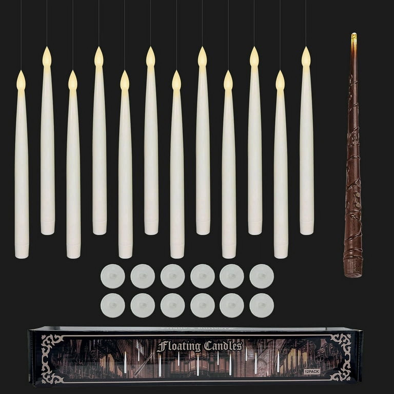 Floating Candles with Magic Wand Remote (6/18H Timer), Christmas Decorations,  12