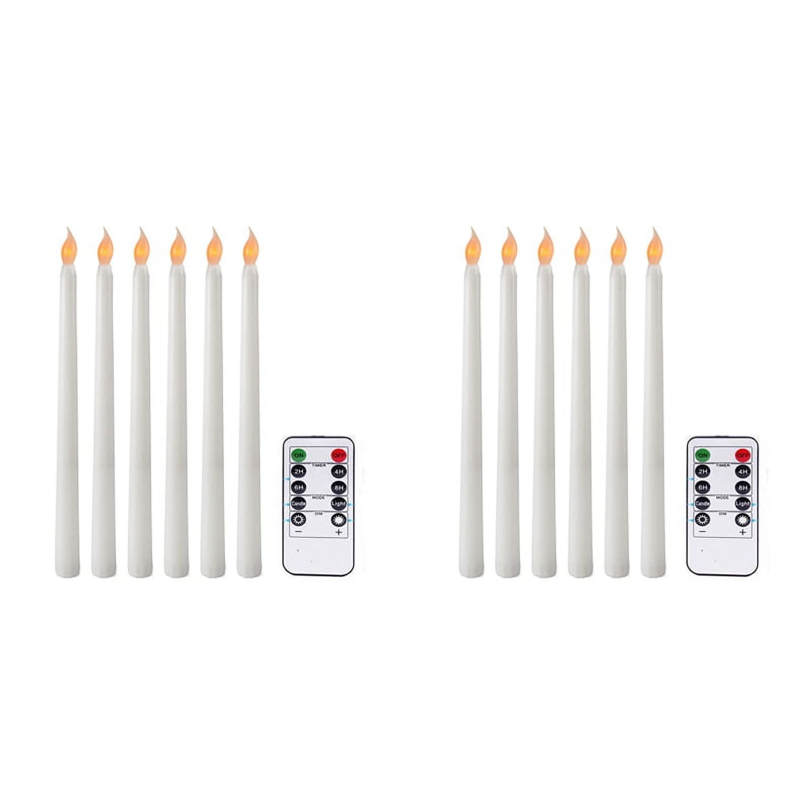 12Pcs Flameless Taper Candles Flickering with 10-Key Remote Timer, Battery Operated LED Candlesticks Window Candles
