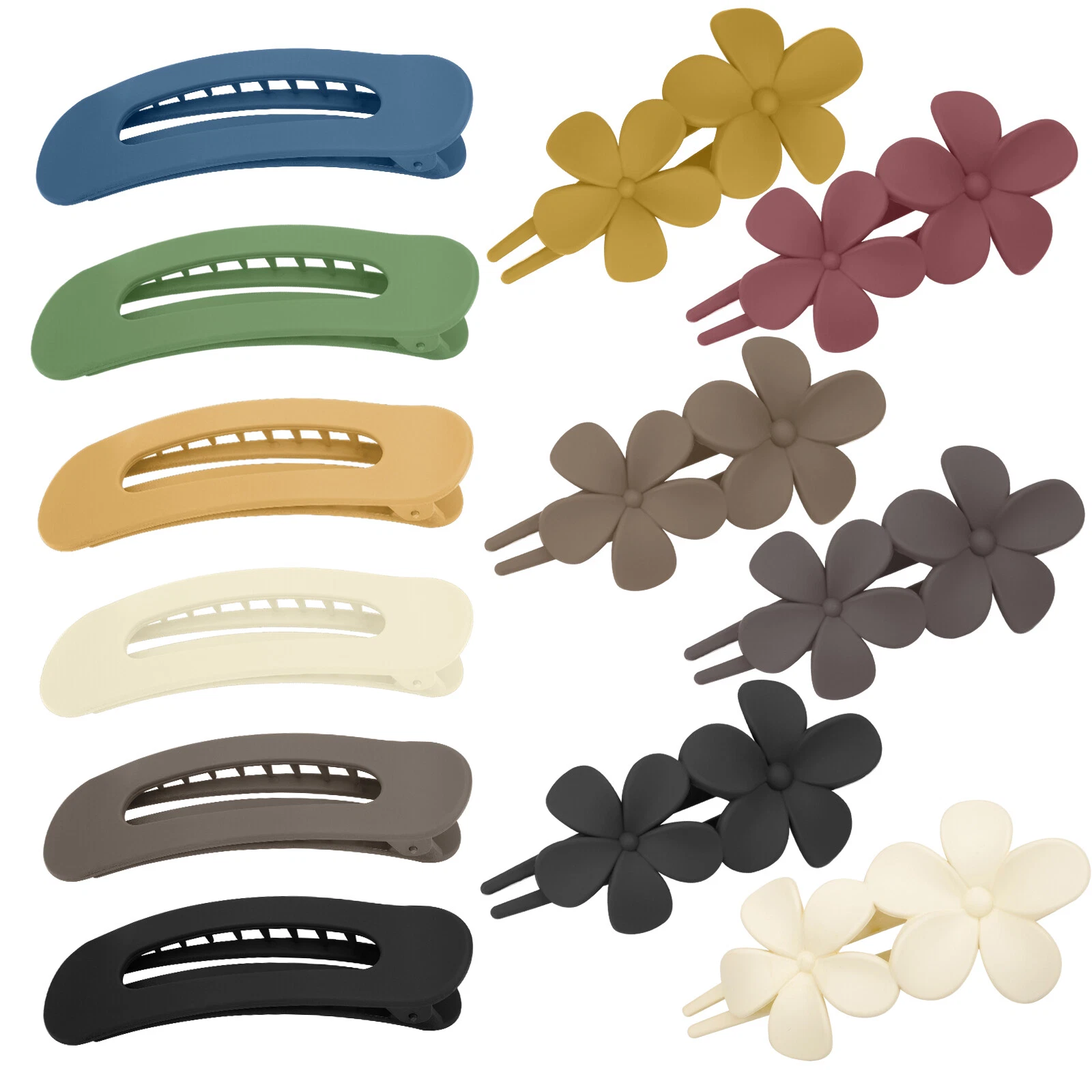 12Pcs Flat Hair Clips Flower Claw Clips For Thick Thin Hair French Hair Barrette