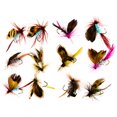 thumbnail image 1 of 12Pcs Flies Fly Fishing Lures Feathers Insects Bionic Bait Fishhook Fish Tackle for Freshwater Saltwater, 1 of 8