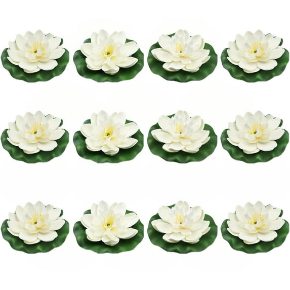 12Pcs Floating Artificial Lotus Flowers 3.93inch Multicolored Plastic Lotus Flower with Water Lily Pad Fake Floating Flowers for Pool Home Home Garden Pond Decorations