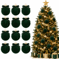 thumbnail image 1 of 12Pcs Flocked Bow Dark Green Christmas Ball Ornaments 2.36 in Shatterproof Velvet Tree Hanging Pendants Set for home Decor, 1 of 7