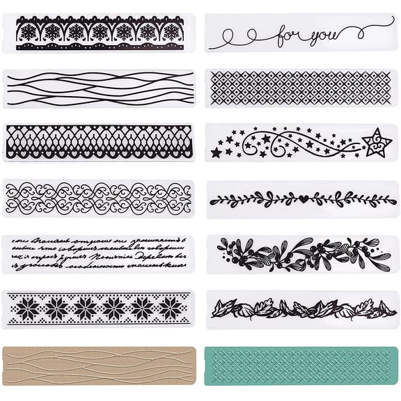 12Pcs Flower Lace Leaf Edge Border Plastic Embossing Folders DIY Plastic Template for DIY Christmas Thanksgiving Card Making Scrapbooking Photo Album DecorMixed Color