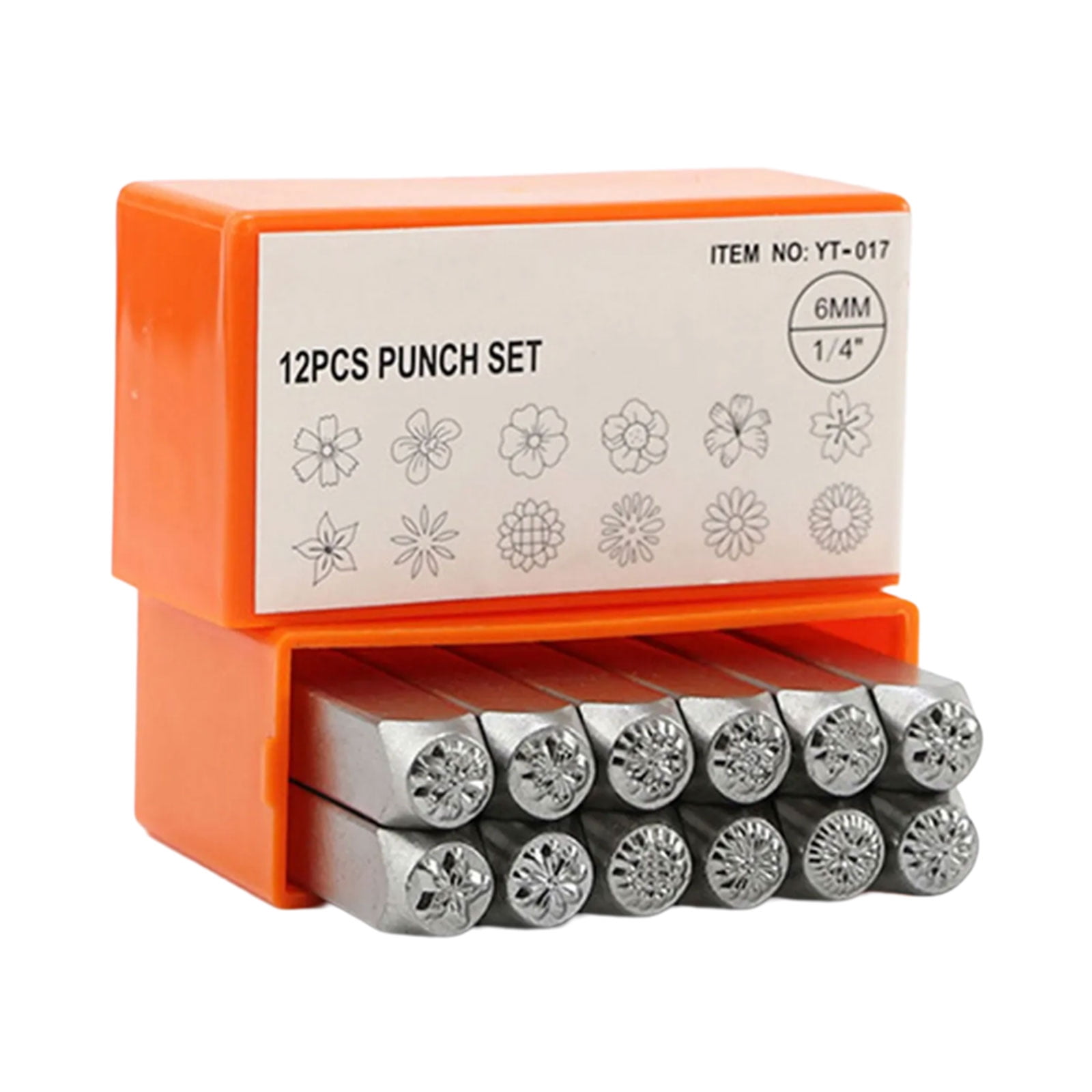 12Pcs Flower Theme Metal Stamp, 3MM 6MM (1/8” 1/4”) Metal Stamping Tool for Stamping Metal, Leather, Craft