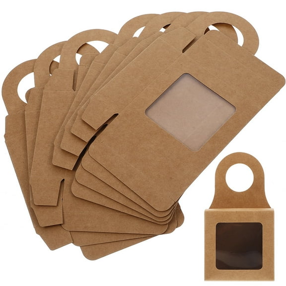 12Pcs Foldable Orange Kraft Paper Wine Bottle Box for Wine Storage Organizer
