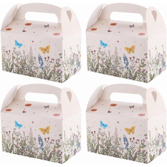 12Pcs Folding Paper Gift Boxes Candy Box for Party Rectangle with Flower Pattern Pink 9.5x15.9x9.4cm Unfold: 25.9x25.4x0.1cm