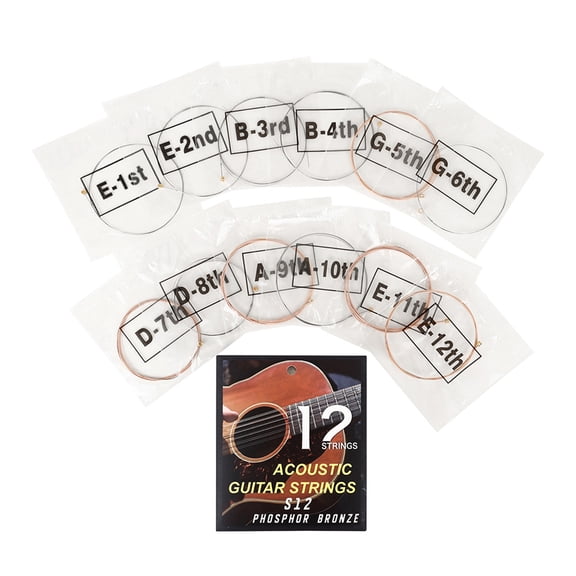 12Pcs Folk Guitar Phosphor Coppers Wire Strings Classical Strings Replacement 12-String Guitar Strings Perfect Intonation