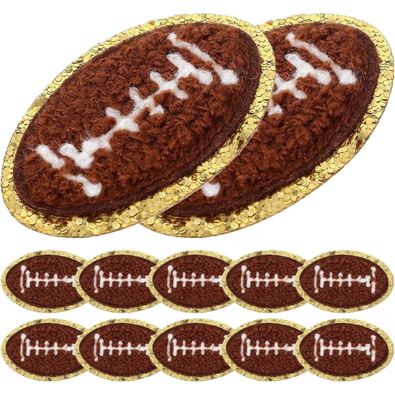 12Pcs Football Chenille Patches, Embroidered Sports Ball Appliques for Jackets & Hats, DIY Clothing Repair Sewing Accessories