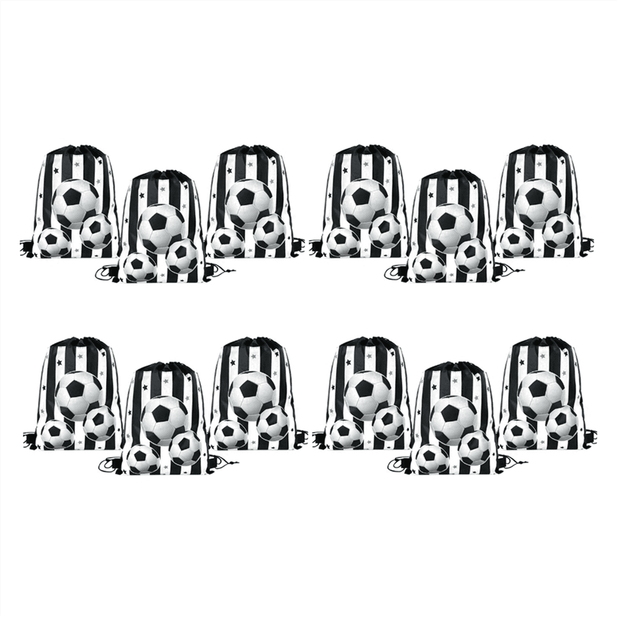 12Pcs Football Party Favors Drawstring Bags Soccer Ball Gift Goodie Bag Kids Sports Theme Party Decoration Supplies A